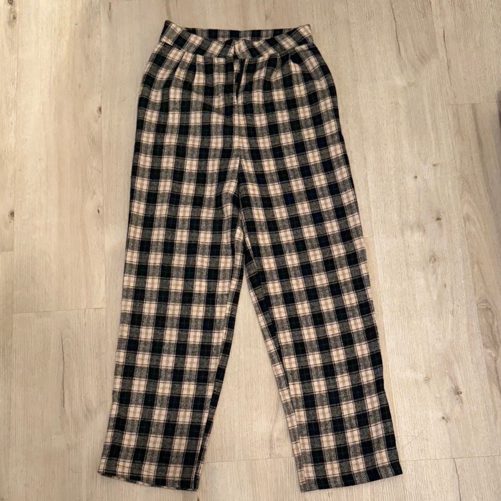 Plaid Checkered Pants in Black and Tan